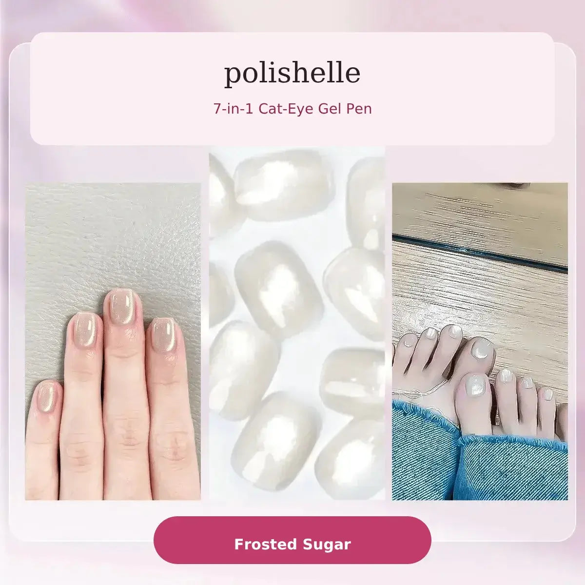 Frosted Sugar cat-eye gel shade in the Polishelle Starter Kit