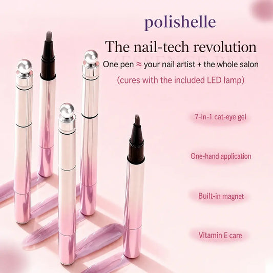 Polishelle Duo Kit — two 7-in-1 cat-eye pens and cure lamp