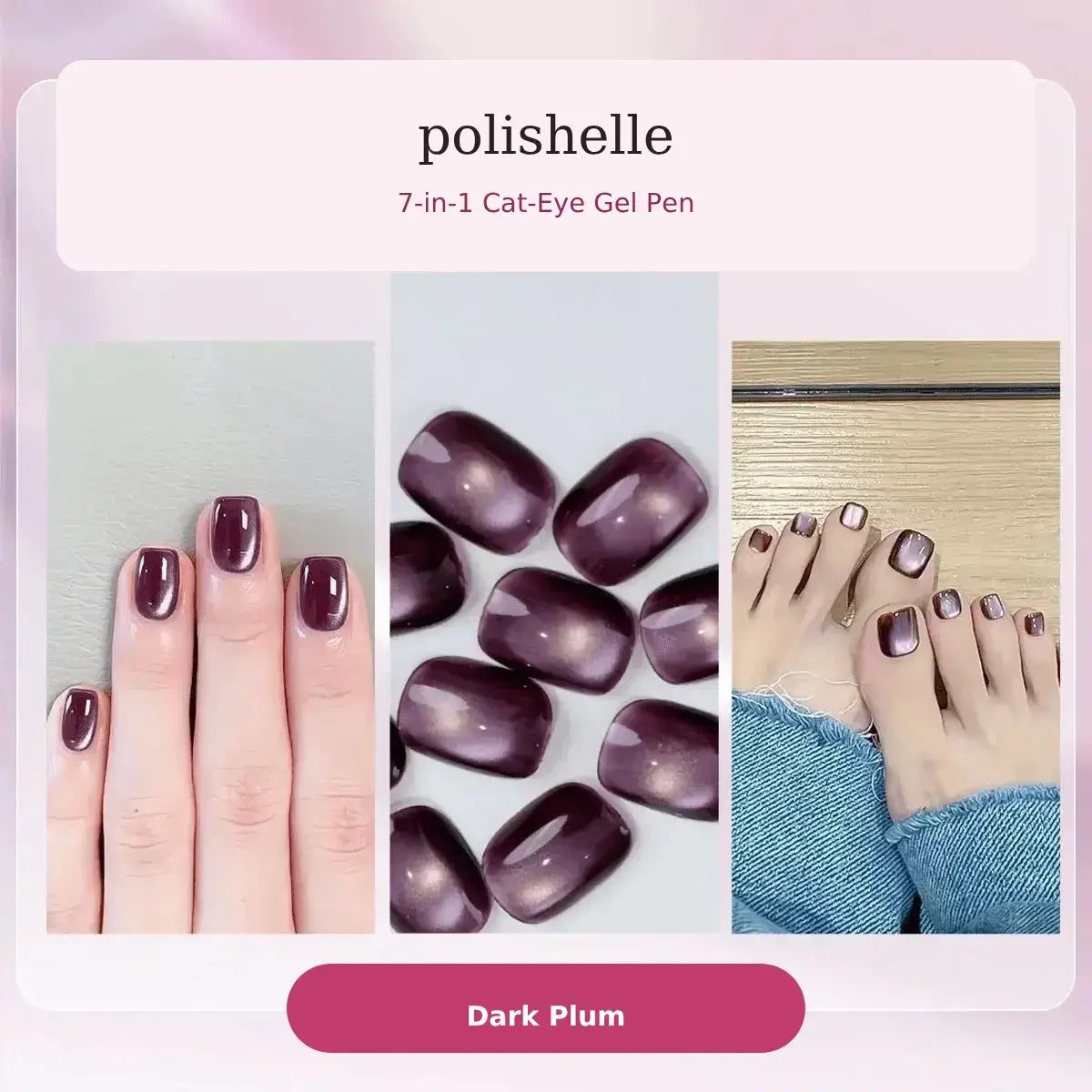 Dark Plum cat-eye gel shade in the Polishelle Starter Kit