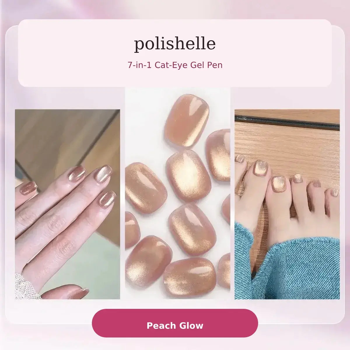 Peach Glow cat-eye gel shade in the Polishelle Starter Kit