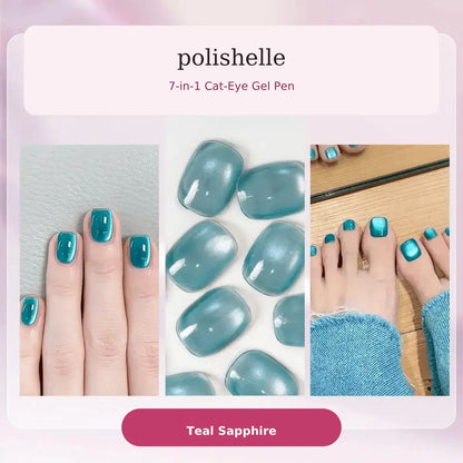 Teal Sapphire cat-eye gel shade in the Polishelle Starter Kit