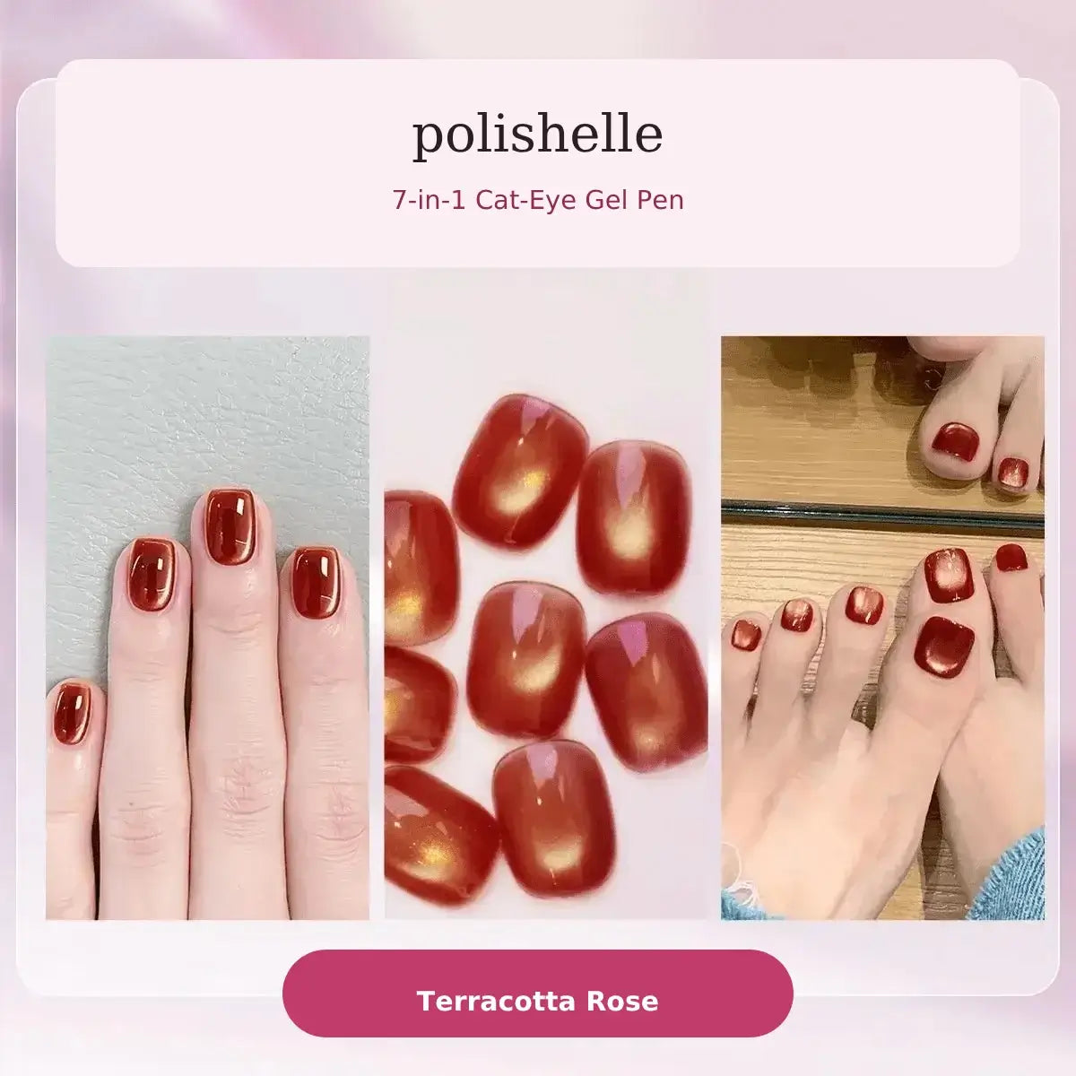 Terracotta Rose cat-eye gel shade in the Polishelle Starter Kit